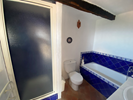 Blue bedroom bathroom and shower 